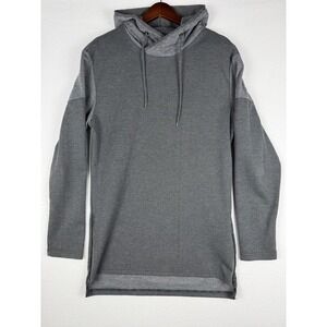 American Stitch Hoodie Mens Medium Gray Striped Side Zip Longline Pullover